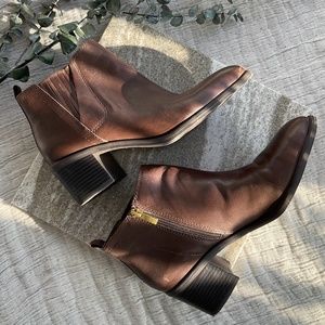 Franco Sarto Mid Heel Angle Boots Brown Leather Size 9